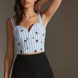 Maeve Striped Embroidered Cami, US2/UK6/EU34